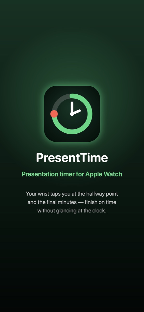 PresentTime presentation timer marketing screen
